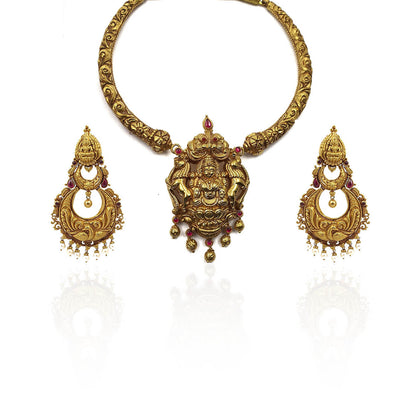 Goddess Lakshmi Gold Necklace Set