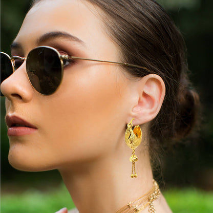 Aahna Hoop Drop Gold Earring