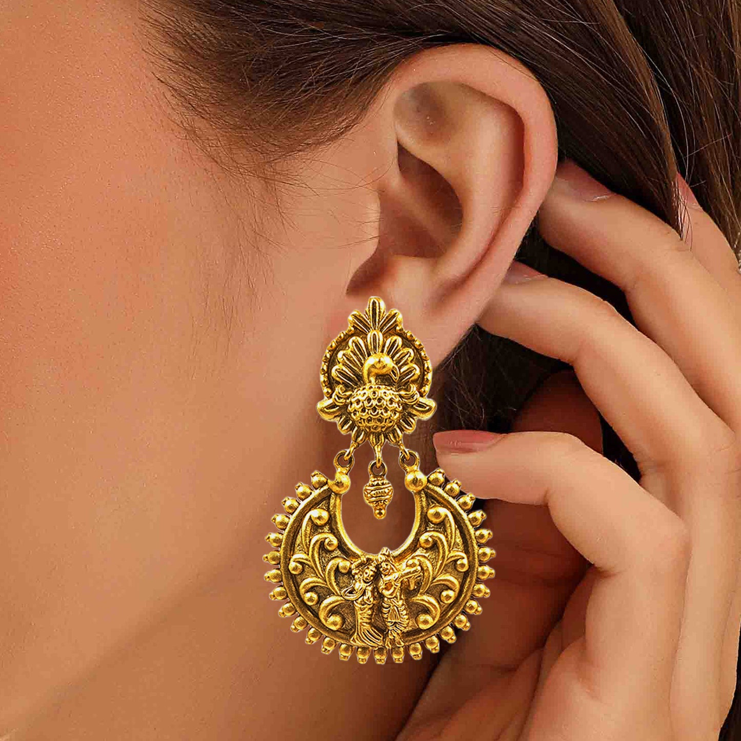 Vasudha Antique Chand Gold Earring