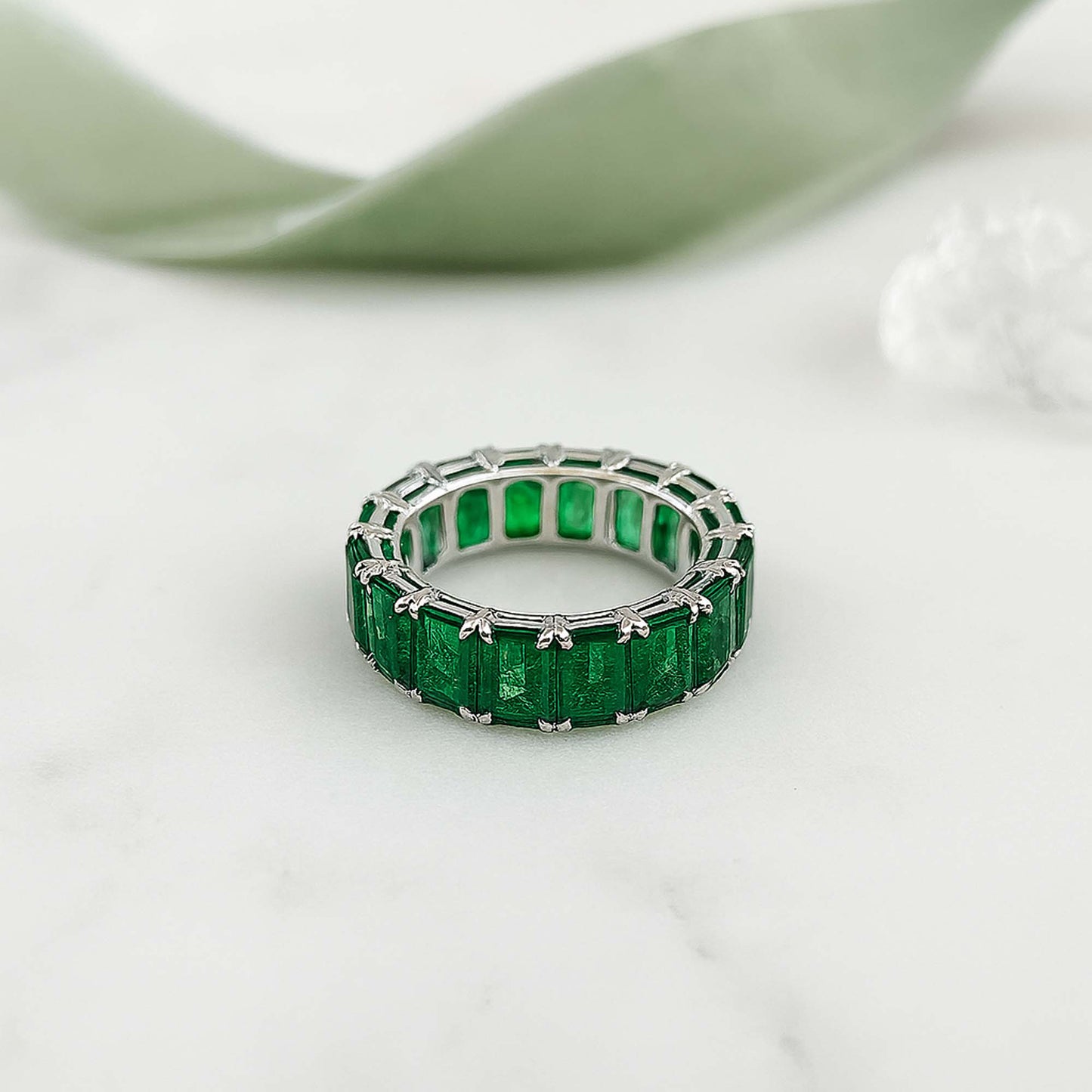 Contemporary Full Circle Emerald Ring