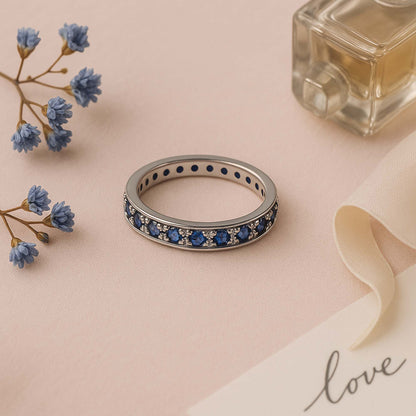Minimalist Eternity Ring with Alternating Sapphire