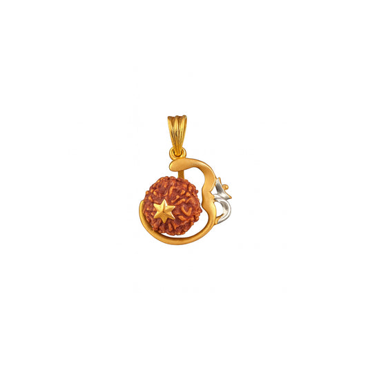 Gentlemen's Draft Traditional Gold Rudraksha Pendant with Om Symbol