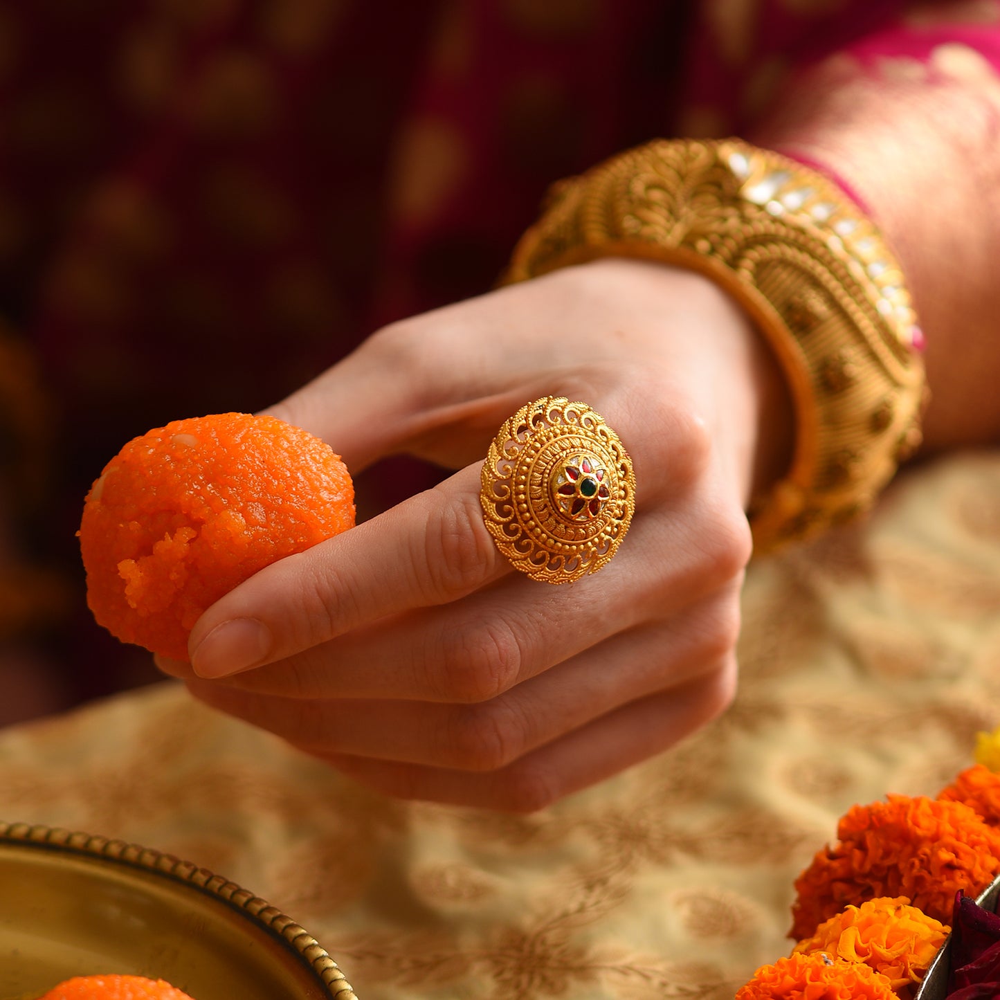 Ameyaa Artistic Traditional Gold Ring