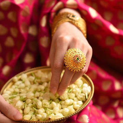 Apraudha Traditional Cocktail Gold Ring