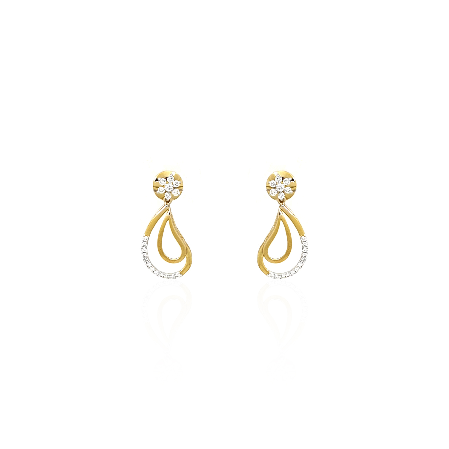 Serafina Dual Tear Drop Diamond Earring - By RK Jewellers