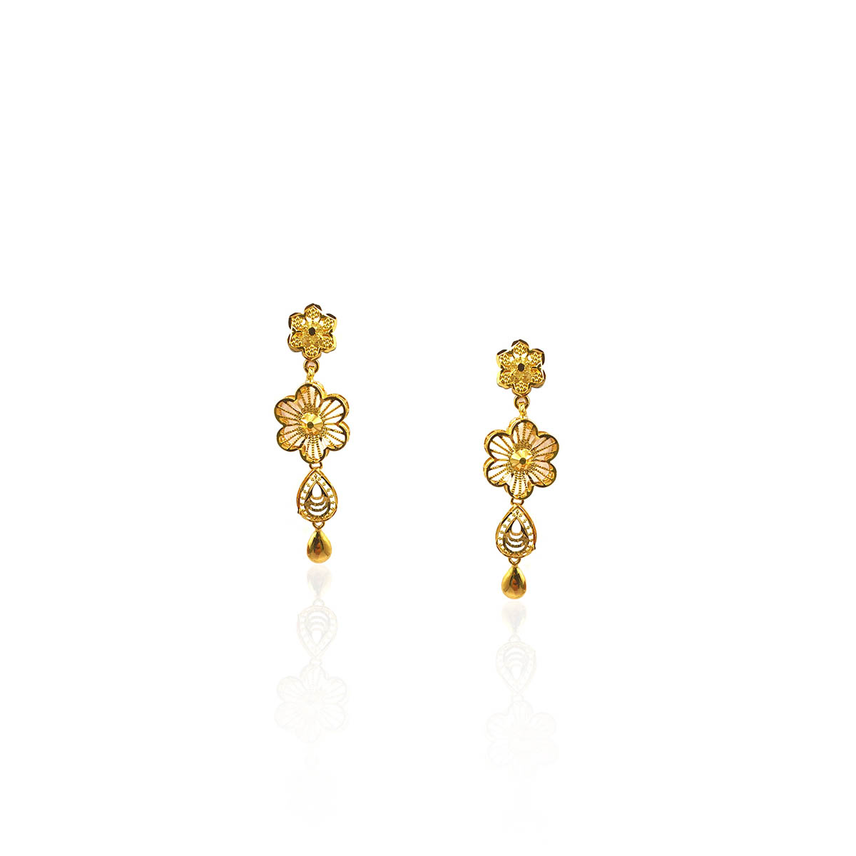 Anjana Drop Down Gold Earring - RK Jewellers