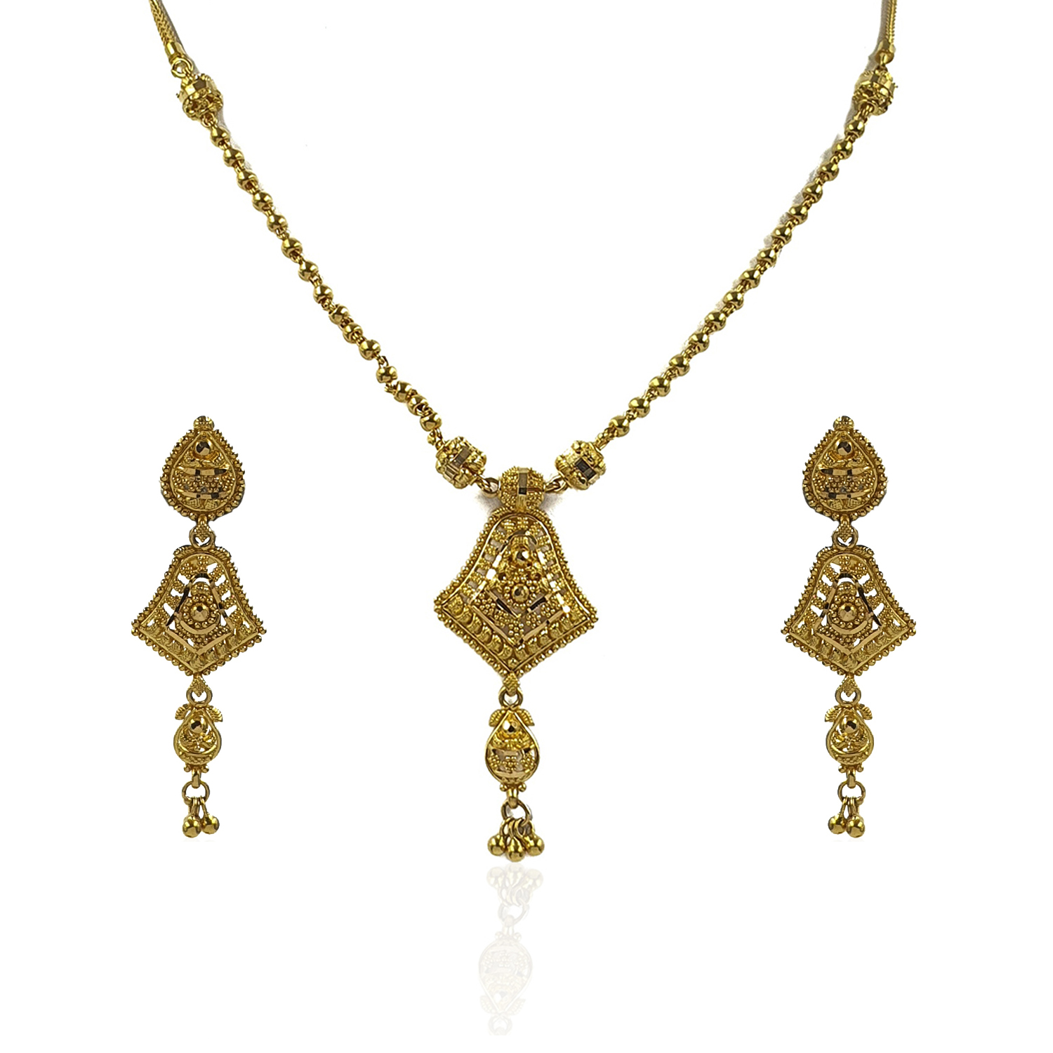 Resplendent Gold Necklace Set - RK Jewellers