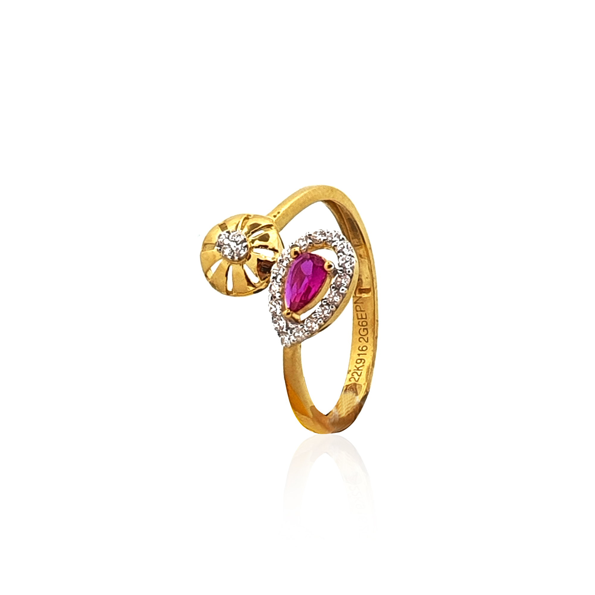 Rosy Drop and Swril Gemstone Ring - RK Jewellers